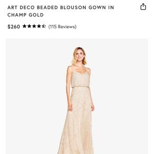 ART DECO BEADED BLOUSON GOWN IN CHAMP GOLD